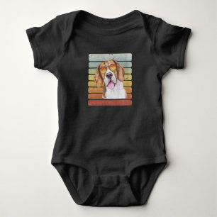 Retro Vintage Sonnenuntergang Beagle Mama Papa Baby Strampler