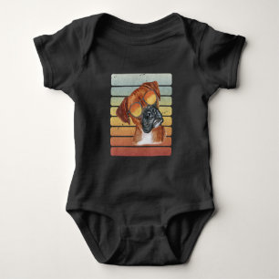 Retro Vintage Sonnenuntergang Boxer Mama Papa Baby Strampler