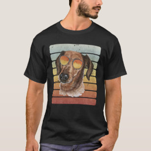 Retro Vintage Sonnenuntergang Drahthaar-Dachshund T-Shirt