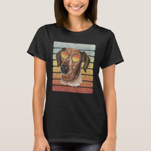 Retro Vintage Sonnenuntergang Drahthaar-Dachshund  T-Shirt