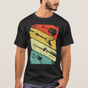 Retro Vintage Sonnenuntergang E-Gitarre Klassische T-Shirt