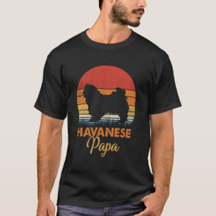 Retro Vintage Sonnenuntergang Havanese Papa T-Shirt
