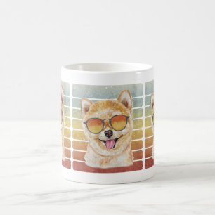 Retro Vintage Sonnenuntergang Pomeranian Mama Papa Kaffeetasse