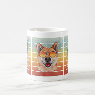 Retro Vintage Sonnenuntergang Shiba Inu Mama Papa Kaffeetasse