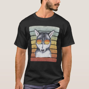 Retro Vintage Sonnenuntergang Siberian Husky Mama  T-Shirt