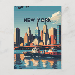 Retro-Vintage-Sonnenuntergang über Manhattan Postkarte
