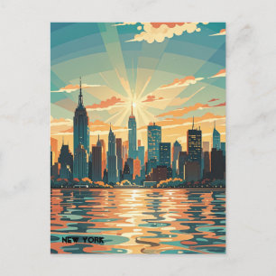 Retro-Vintage-Sonnenuntergang über Manhattan Postkarte