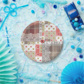 Retro Vintage Spitze kariertes kariertes Flickwerk Pappteller (Party)