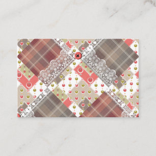 Retro Vintage Spitze kariertes kariertes Flickwerk Visitenkarte