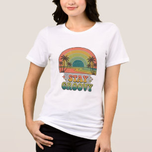 Retro Vintage Stay Groovy Ästhetik Sonnenuntergang Tri-Blend Shirt