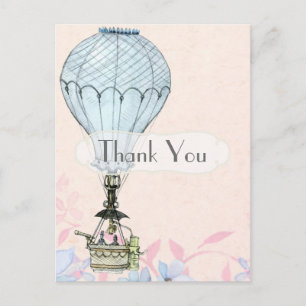 Retro-Vintage-Steampunk-Heißluftballon-Danke Postkarte