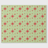 Retro-Vintage Sterne rot und leicht grün Geschenkpapier (Flach)