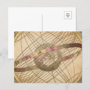 Retro-vintage Sternenkarte Astrologie-Symbole Glob Postkarte