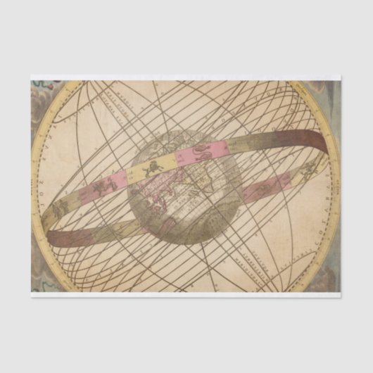 Retro Vintage Sternkarte Astrologie Symbole Globus Seidenpapier (Vorderseite)