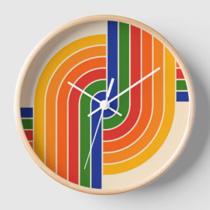 Retro-Vintage-Stil der 70er Jahre geometrisches Mu Uhr