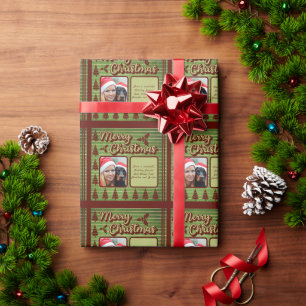 Retro Vintage-Stil Haustier Foto Text Weihnachten Geschenkpapier