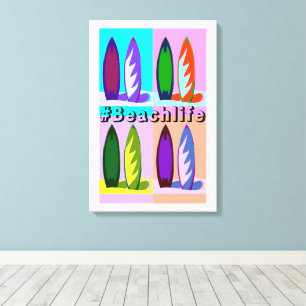 Retro-Vintage-Stil Pop-Art-Surfboards #Beachlife Leinwanddruck