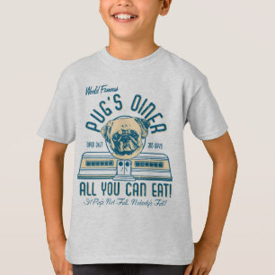 Retro-Vintage-Stil-Pug-Diner-T-Shirts für Kinder T-Shirt