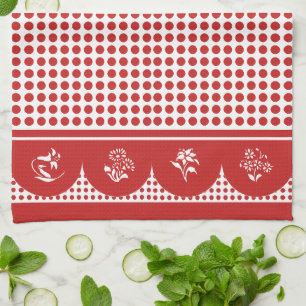 Retro-Vintage-Stil rote Tupfen-Schalenkante Geschirrtuch