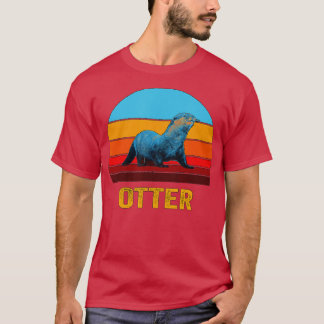 Retro-Vintage-Stil-Sonnenuntergang-Otter T-Shirt