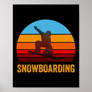 Retro-Vintage-Stil-Sonnenuntergang-Snowboarden Poster