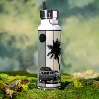 Retro Vintage Strand Van und Palme Trinkflasche