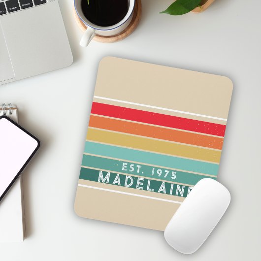 Retro Vintage Streifen Beige Mousepad