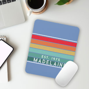 Retro Vintage Streifen blau Mousepad