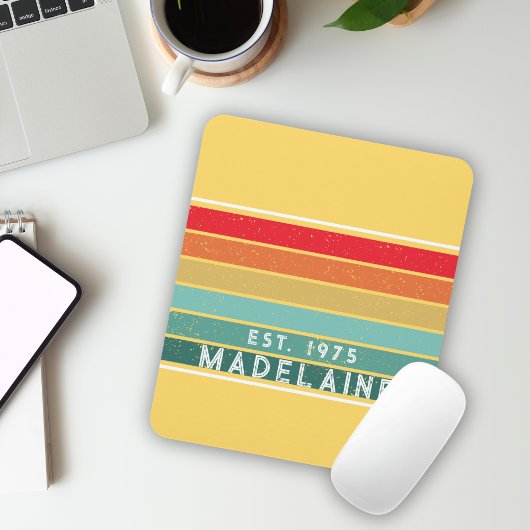 Retro Vintage Streifen gelb Mousepad