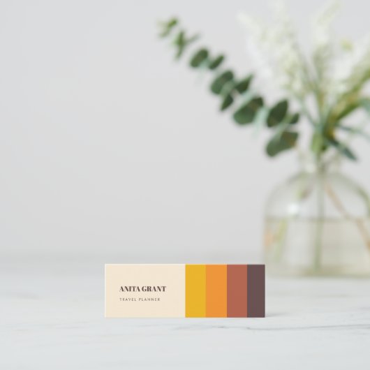 Retro Vintage Streifen Mini Visitenkarte (Stehend Vorderseite)