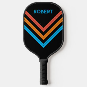Retro-Vintage-Streifen mit personalisiertem Namen Pickleball Schläger