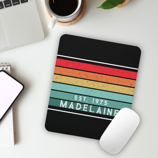 Retro Vintage Streifen schwarz Mousepad