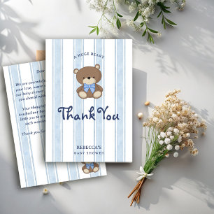Retro-Vintage-Streifen Teddybär Baby-Party Dankeskarte
