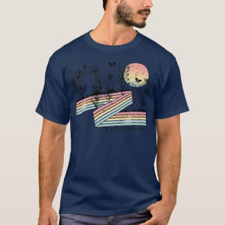 Retro Vintage Streifen Wildblumen Naturliebhaber H T-Shirt