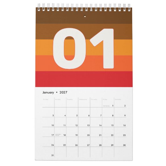 Retro Vintage Stripes 2026 Kalender (Jan 2027)