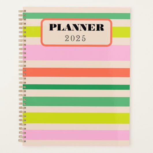 Retro vintage stripes yearly planner planer (Vorderseite)