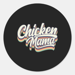 Retro-Vintage-Style-Huhn-Mama-Design - Mädchen Ch Runder Aufkleber