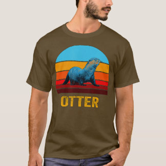Retro Vintage Style Sunset Otter  T-Shirt