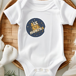 Retro Vintage Sun Baby Six Months Milestone Runder Aufkleber