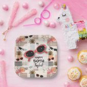 Retro Vintage Sunglasses Flamingos Palms Pappteller (Party)