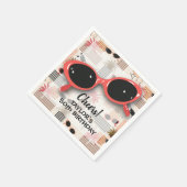 Retro Vintage Sunglasses Flamingos Palms Serviette (Ecke)