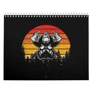 Retro Vintage Sunset Firefighter Geschenke   Feuer Kalender