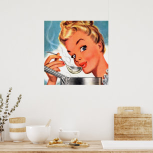 Retro-Vintage-Suppenkochdame Poster