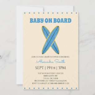 Retro Vintage Surf Baby Shower Einladung