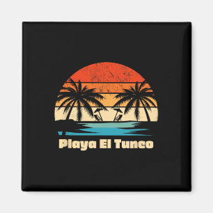 Retro-Vintage-Surfdruck Playa El Tunco Beach Magnet
