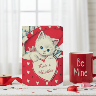 Retro Vintage Süße Katze Benutzerdefinierter Valen Feiertagskarte