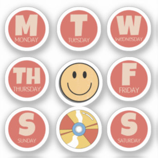 Retro, Vintage Tage des Week Sticker Pack