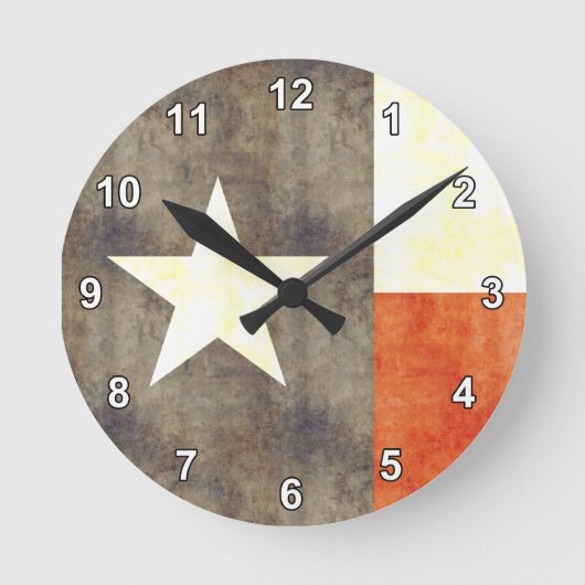 Retro-Vintage Texas-Flag Runde Wanduhr (Vorderseite)
