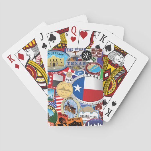 Retro Vintage Texas Sticker Pattern Spielkarten (Rückseite)