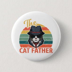Retro Vintage The Cat Father - Cat Daddy Vatertag Button